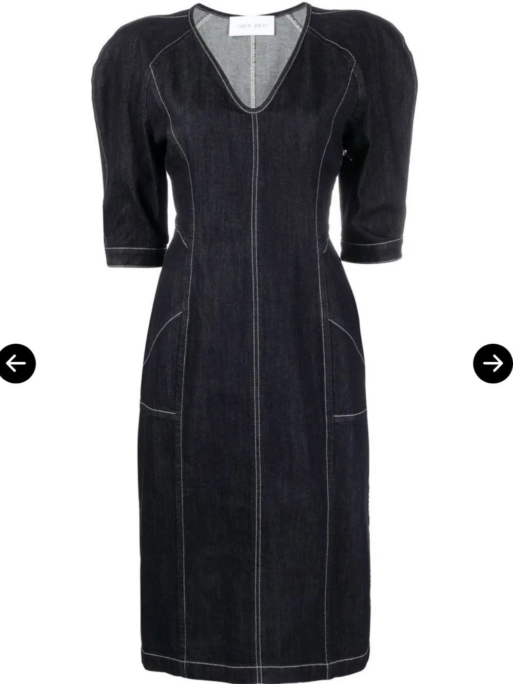 NWT Alberta Ferretti Indigo Blue Denim Dress with Contrast Stitching US Size 8